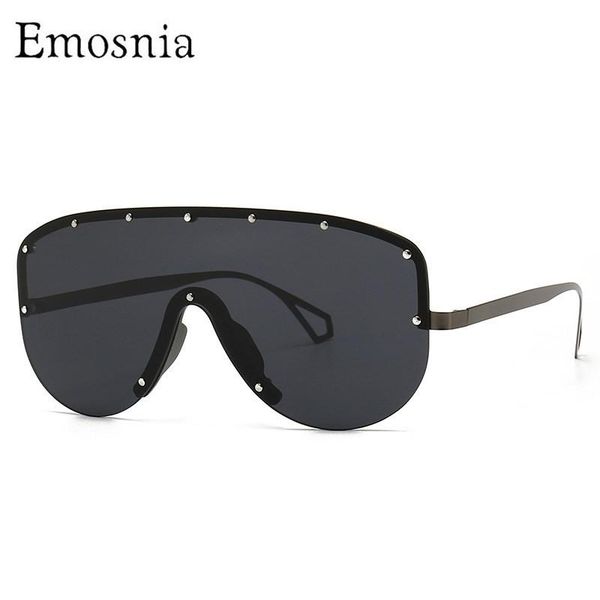 

fashion oversized sunglasses women men vintage rivet one piece sun glasses flat big frame red sunglass uv400 travel, White;black