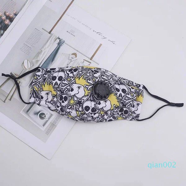 

mouth skull face masks camouflage print 7styles breathing valve pm2.5 cotton mask with filter pocket anti dust haze cover gga3602-9
