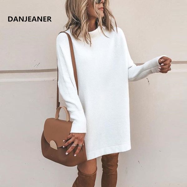 

danjeaner new spring turtleneck solid knitted sweaters dress women long sleeve slim streetwear pullovers oversized sweater pull c1030, White;black