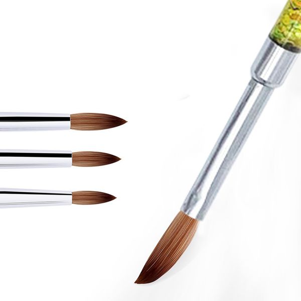 

nail brushes 100% nylon hair acrylic brush uv gel manicure powder pedicure for extension with liquid glitter handle, Yellow