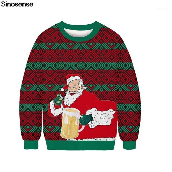 

men's sweaters fashion autumn winter ugly christmas sweater 3d funny santa claus pirnted xmas sweatshirt pullover jumpers 1, White;black