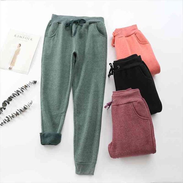 

autumn winter women warm pants womens velvet cashmere pants candy color women loose causal female long trousers plus size, Black;white