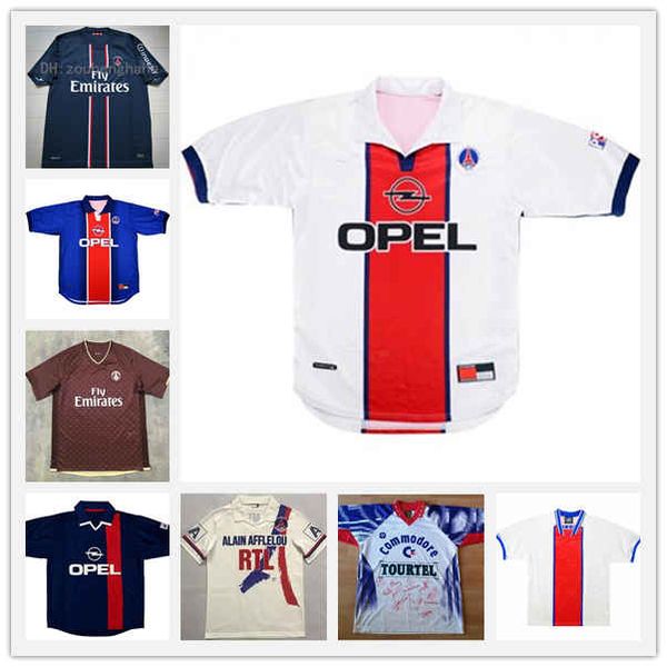 

1995 1996 paris retro soccer jersey djorkaeff loko rai 95 96 anelka home away vintage classic old football shirt, Black;yellow