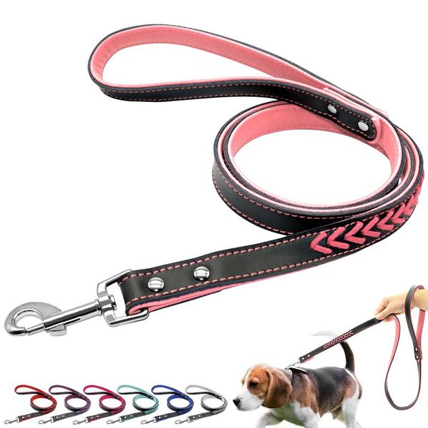 

120cm long braided leather dog leash pet dog leash lead puppy walking training traction rope belt for small med bbyrcj