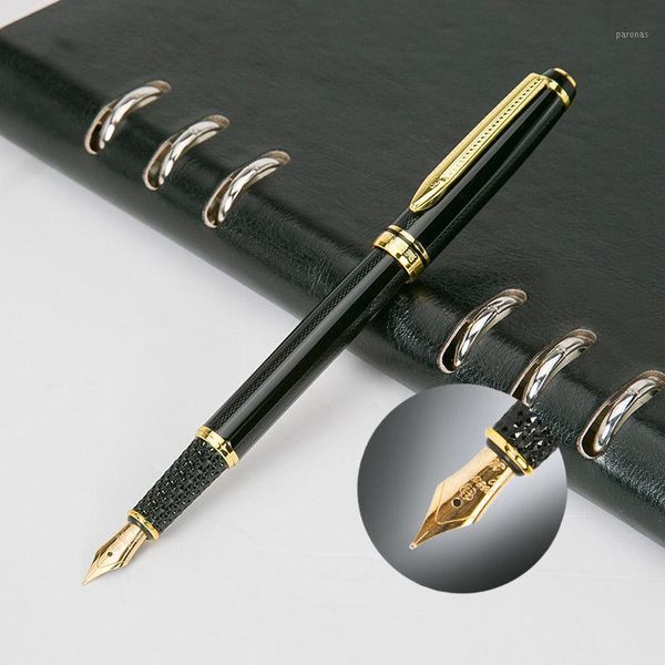 

fountain pens hero 0.5mm fine nib gold clip metal black wave carved gift pen with original box business gift1