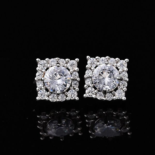 

moissanite stud earrings for women 0.5ct d color square s925 sterling silver white gold plated diamond fine jewelry q1219, Golden;silver