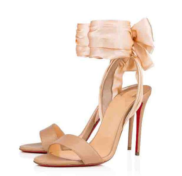 

popular women designer sandale du desert red bottom sandals elegant lady high heels anke strap summer sandalias with box, Black