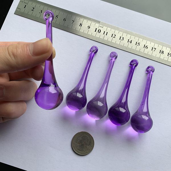 

5pcs 80mm purple glass water drop chandelier pendants crystal curtain parts icicle crystal chandelier suncatcher diy h jllxbe