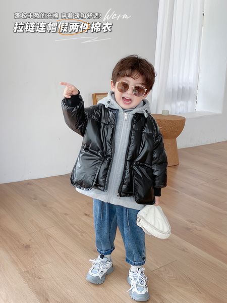 

2020 winter wear new boys' thickened children's leisure and foreign style, cotton padded clothes, baby's versatile, Blue;gray