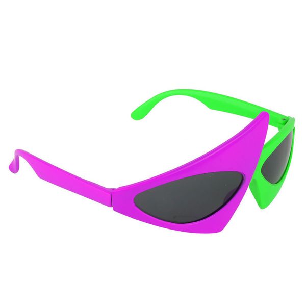 

neon 2-color and green purple funny novelty asymmetric triangle glasses fashion accessories for halloween or other costume party