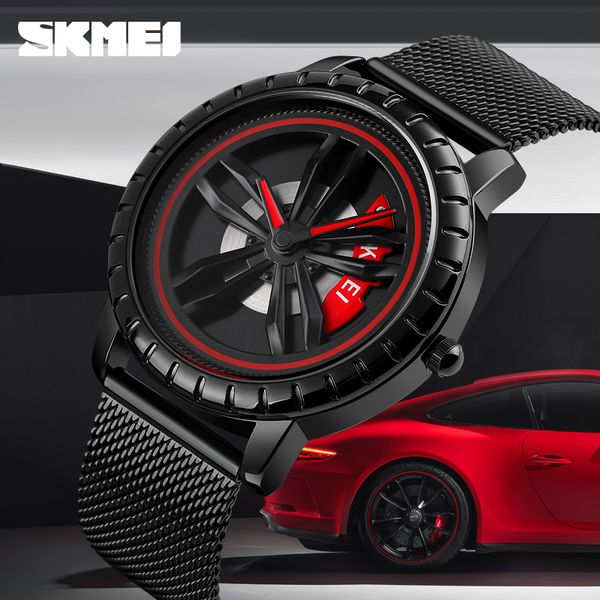 

Fashion Mens Watches Business Casual Wrist Watch Tob Brand SKMEI Watch Waterproof Bracelet Clock Men Quartz Watch Reloj Hombre, Black mesh belt