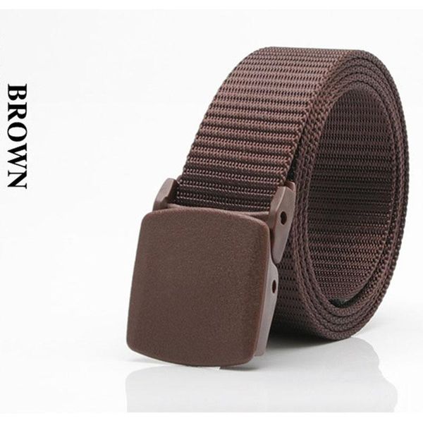 

new canvas belt plastic buckle anti allergy nylon quick drying belt light outdoor sports casual for men and women, Black;brown