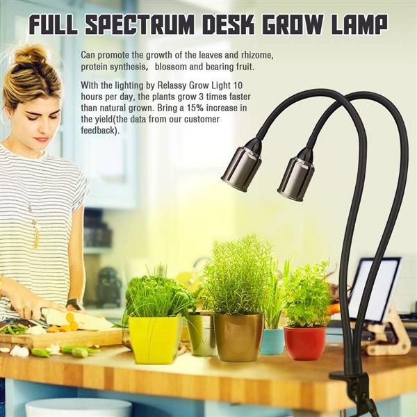 

24W Dimmable Two-head Flat Clip Corn Grow Lights Full Spectrum Warm White Plant Light for Indoor Plants Fast delivery