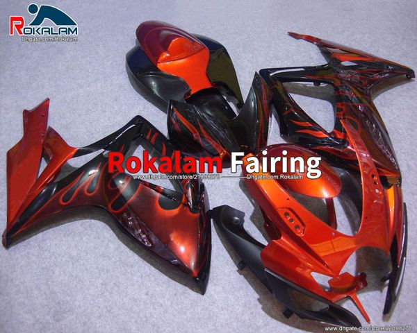 Verkleidungen Body Kit für Suzuki 2006 2007 GSXR750 K6 GSXR600 GSX-R750 06 07 Red Flame Verkleidung Kit (Spritzguss)