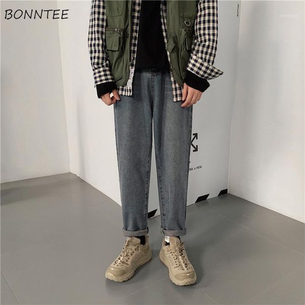 

men jeans chic loose korean style ins straight trousers harajuku mens plus size 2xl trendy daily streetwear simple all-match1, Blue