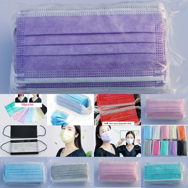 

3 colorful breathable disposable layer face mouth dustproof protective designer mask party masks mouth-muffle cover 5 nwpja