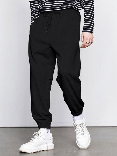 

men solid sweatpants v9yg#, Black