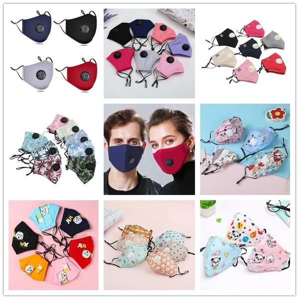 

kids cloth mask with valve reusable face mask cartoon face masks anti dust cotton breather anti dust fil