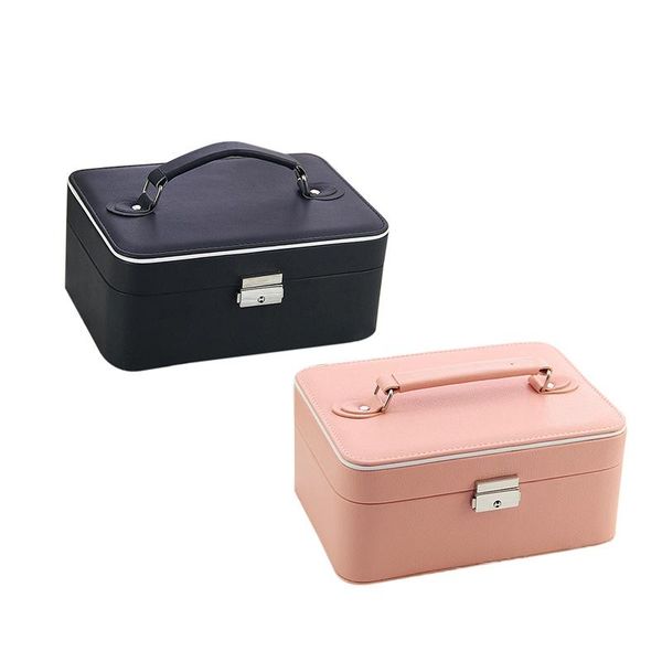 

double jewelry box travel jewelry box display storage for ring earrings necklace bracelet storage, Pink;blue