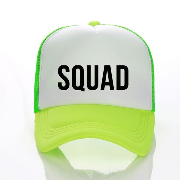

squad letter print trucker caps hen's party lady bachelorette wedding flat bill polyester mesh snapback hat gorras y200714, Blue;gray
