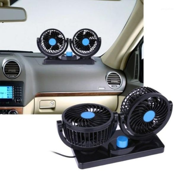 

12/24v car fan ventilador air conditioning auto cooler double 360 rotatable1