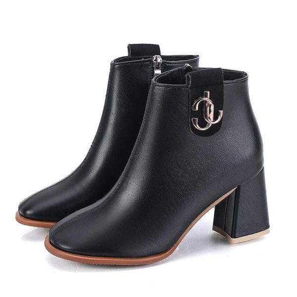 

2020 fashion high heels boots women winter shoes warm plush women ankle boots elegant ladies ankle black heels 7cm a2912