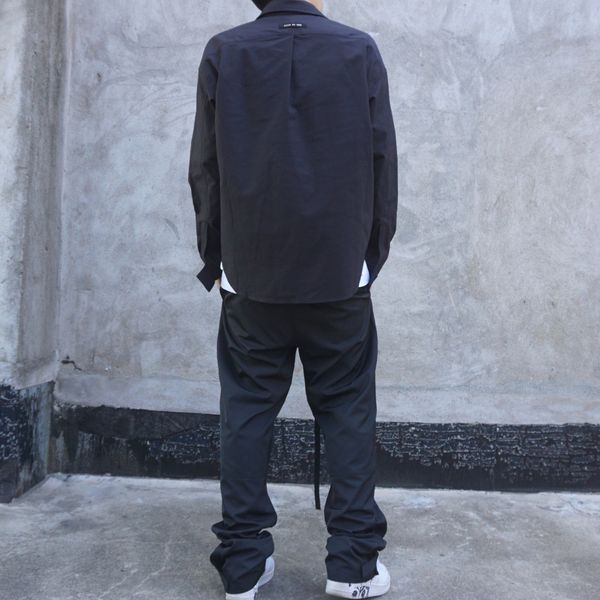 

long god shirt high 6th line sleeve 6 season solid fog fear main street color of button up qtula, Black
