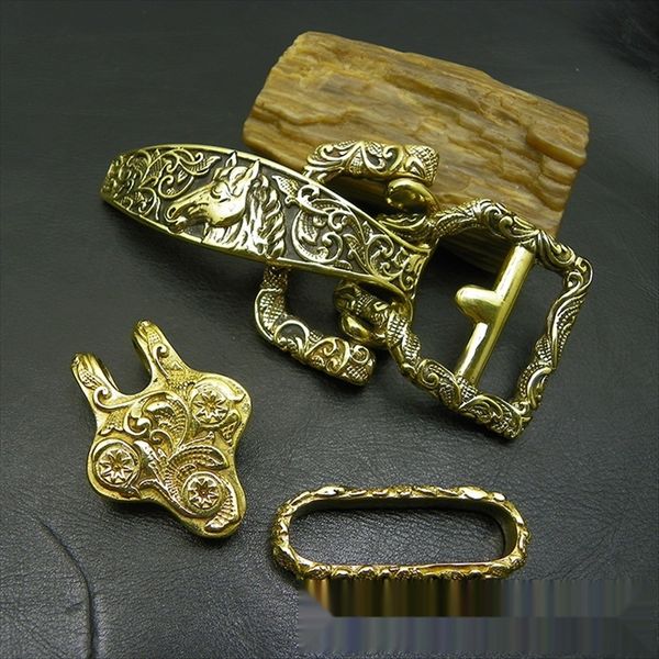 

g9uin pure copper cattle raising zodiac horse head cavalrycreative four-piece of 4leather belt set of 4 white copper lyttleton handmade belt, Slivery;black