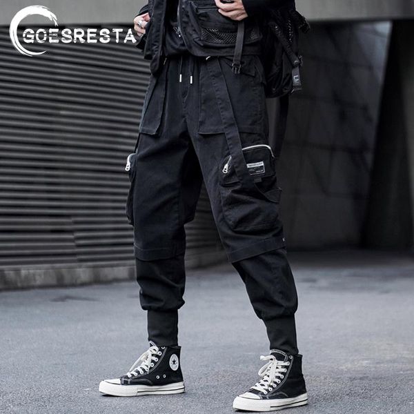 

hip hop streetwear suspender cargo pants men joggers sweatpants casual harem trousers harajuku autumn men pants brand clothing, Black