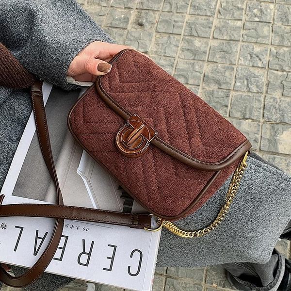 

cross body luxury beautiful design women's chain handbag female 2021 mini scrub leather crossbody over shoulder bag