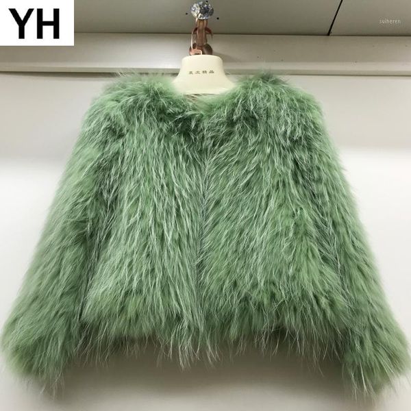 

women genuine knitted real raccoon fur coat lady autumn winter real natural raccoon fur jacket casual overcoat1, Black