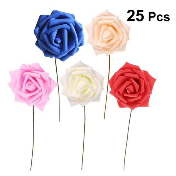 

8cm 25pcs rose artificial flower for wedding home decoration diy craft wreath gift decor fake flower scrapbooking(random color)1