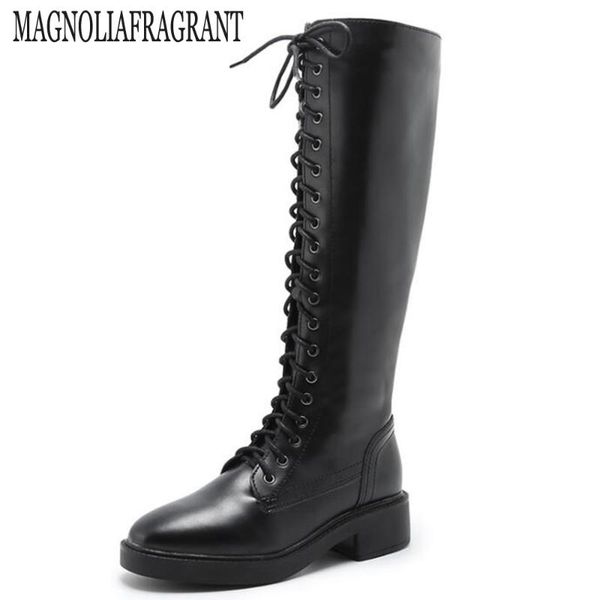 

long boots women botas mujer botines bota feminina fashion winter boots lace-up women shoes knee high size 35-43 ay42, Black