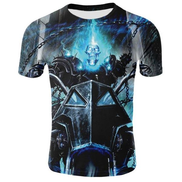 

mens skull ghost rider cool 3d blue skull print rock fire skull men 3d print shirts graphic harajuku graphic men clothing