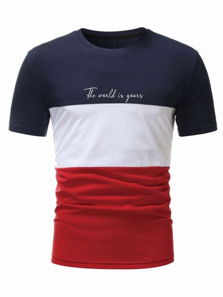

men cut and sew slogan graphic tee a48z#, White;black