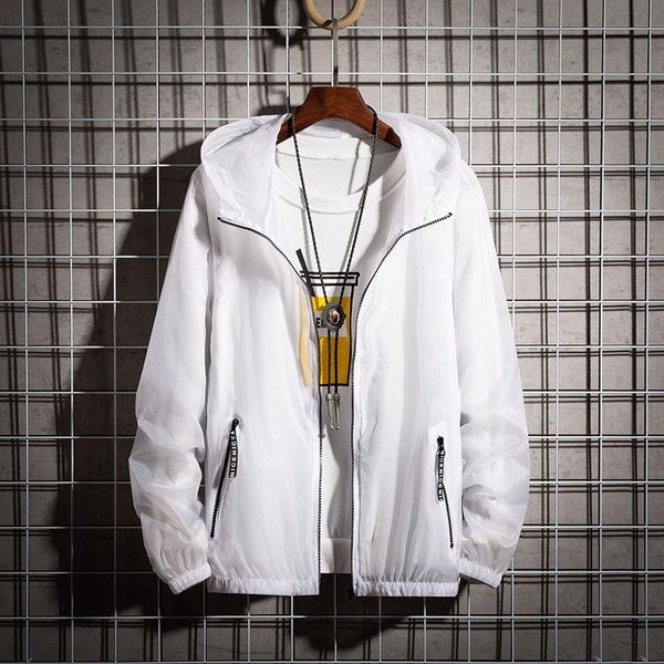 

#7013 2021 summer extra thin jacket men with hooded candy color coats slim sunscreen jacket plus size 5xl windbreaker outwear, Black;brown