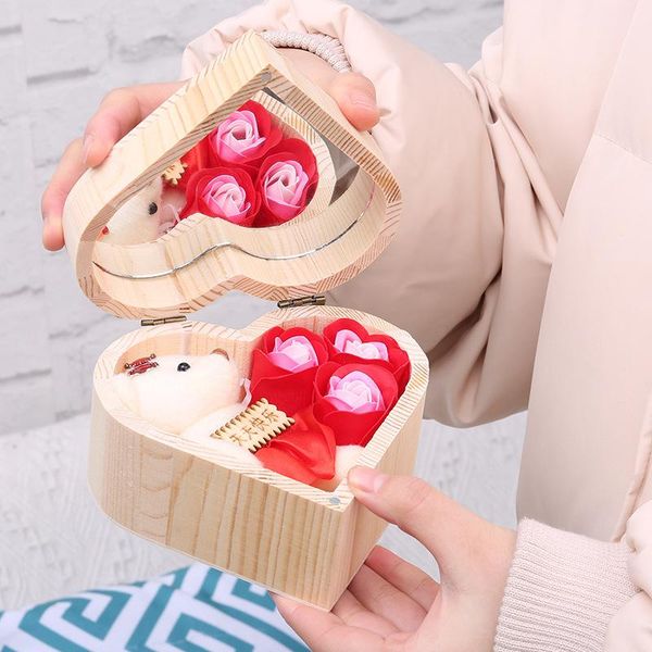

bear gift box frame gift heart shaped wooden mirror soap colorful bouquet handmade valentine christmas box rose rose gwb4392 hfugb