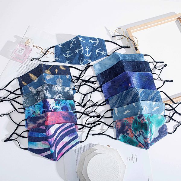 

mask reusable dhl breathable denim washable face mouth cover adjustable ear loops anti dust protective masks for wo