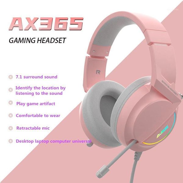 

2020 new ax365 wired gaming headphone hd microphone 7.1 channel music headset usb interface led light headset1