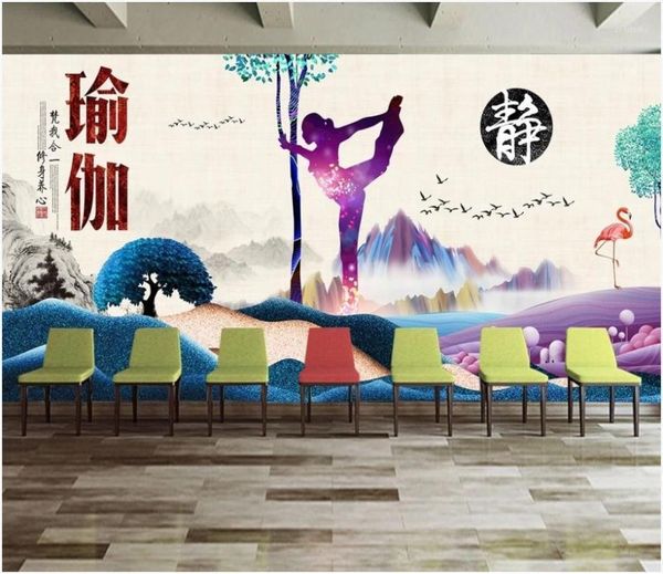 

custom p wallpaper for walls 3 d mural yoga background wall new chinese style ink landscape yoga tooling image wall papers1