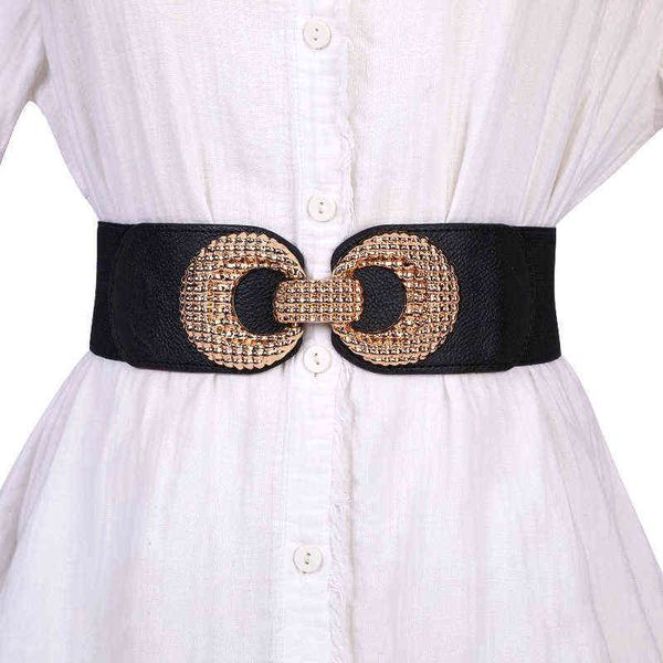 Le signore elastiche in vita di modo larga cintura abito coreano con cintura decorativa fibbia cinture per donne designer di lusso marchio G220301