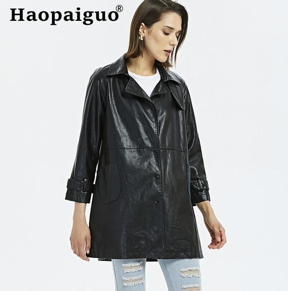 

black leather coat women modis slim singer button long female jacket pu motorcycle autumn winter outerwear jacket1