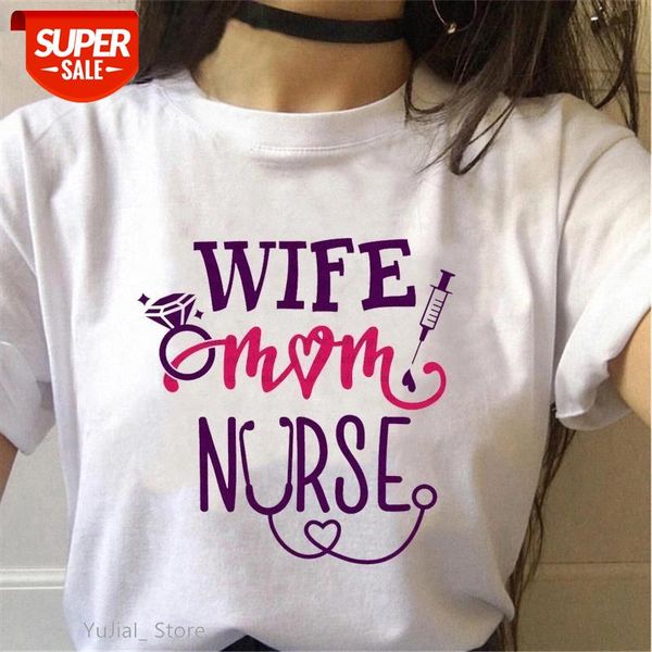 

wife mom nurse graphic print tshirts women clothes 2021 vogue t shirt female harajuku shirt summer tee femme t-shirt #ts6q, White
