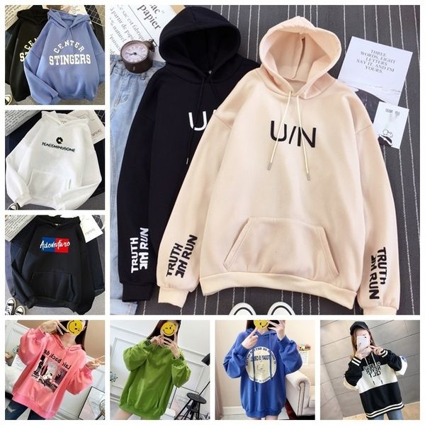 

oewhf 2020 sweatersweater korean style autumn and winter hooded coat new large women's sweater size loose casual women's coat pzfa, Black