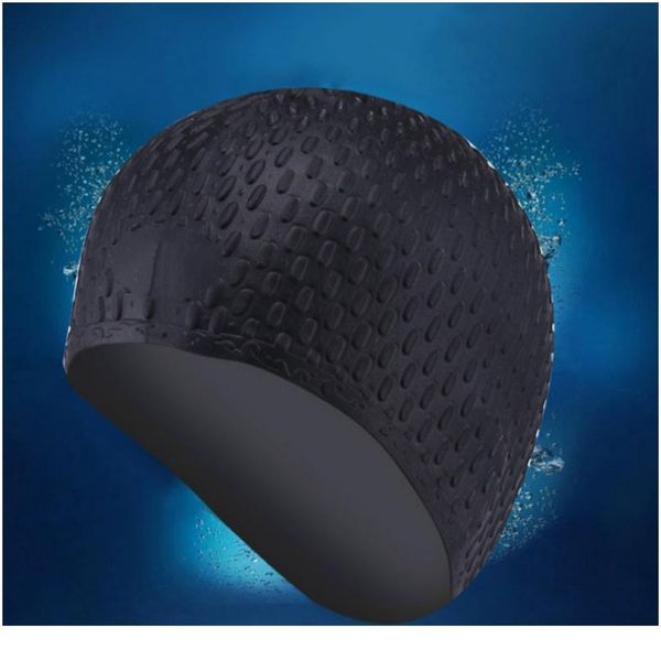 

1pc men women sile rubber swimming cap 3d ergonomic design ear pockets for waterproof swim caps hat jllmgl