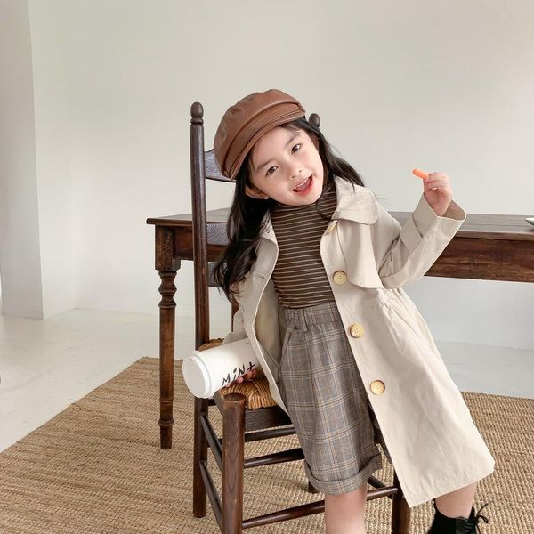 

children windbreaker coat 2020 autumn new girls long sleeve loose fashion jacket toddler baby stylish long length coat clothes, Blue;gray