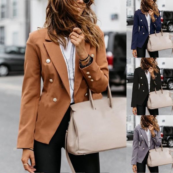 

outdoor jackets&hoodies plus size women suit jacket autumn solid color lapel long sleeve office business blazer coat blazer1, Blue;black