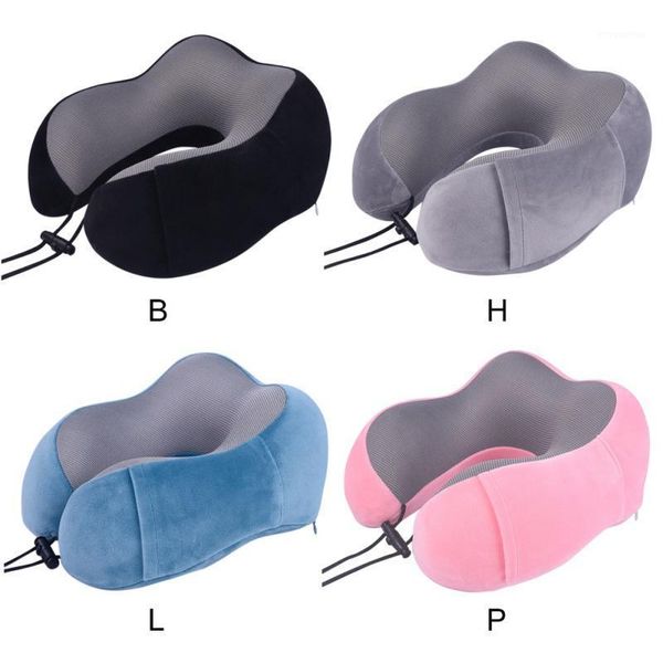 

portable memory foam travel neck pillow cushion with eye earplugs storage bag support your neck head for airplanes cars1