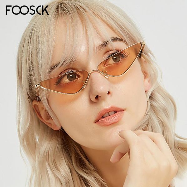 

sunglasses foosck fashion classic women brand designer small oval vintage metal frame red yellow clear lens sun glasses, White;black