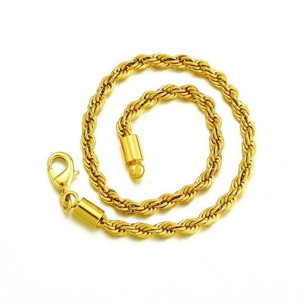 

mens womens yellow gold filled rope bracelet, Black